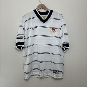 Vintage 90s Nike USA Soccer Jersey Black White Sz M Kit Law Five Referee Futbol￼